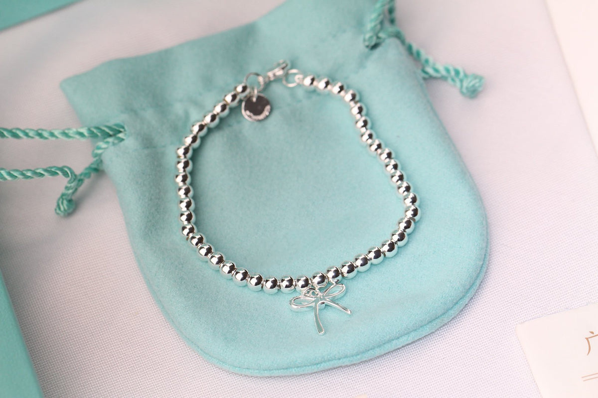 [Spark Jewels]STERLING SILVER BOW BEAD BRACELET