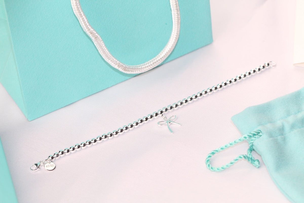 [Spark Jewels]STERLING SILVER BOW BEAD BRACELET