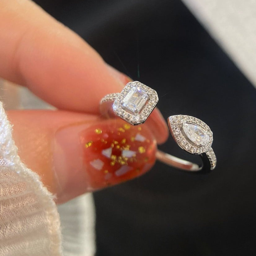 [⭐Aura]MY TWIN TOI & MOI SILVER DIAMOND RING