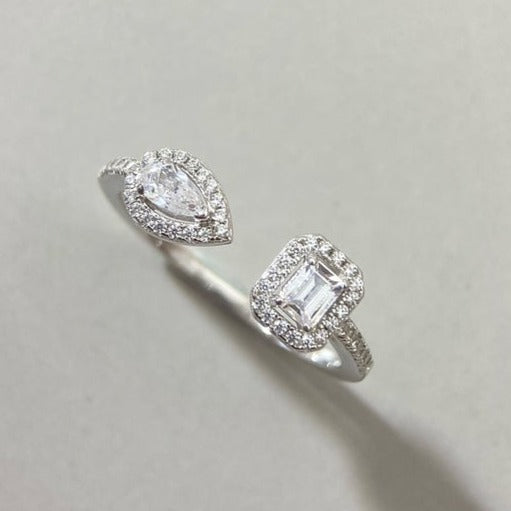 [⭐Aura]MY TWIN TOI & MOI SILVER DIAMOND RING