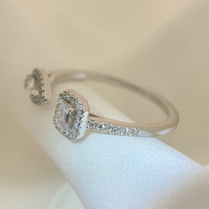 [⭐Aura]MY TWIN TOI & MOI SILVER DIAMOND RING