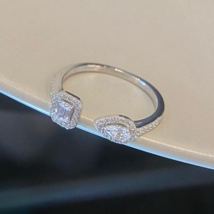 [⭐Aura]MY TWIN TOI & MOI SILVER DIAMOND RING