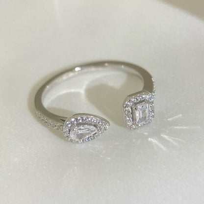 [⭐Aura]MY TWIN TOI & MOI SILVER DIAMOND RING