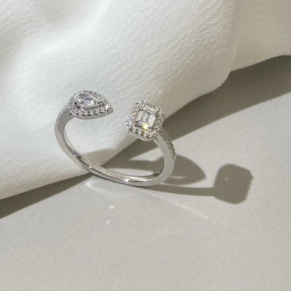 [⭐Aura]MY TWIN TOI & MOI SILVER DIAMOND RING