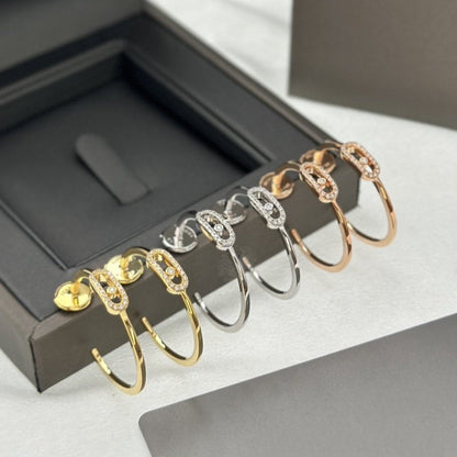 [⭐Aura]CREOLES MOVE UNO PM DIAMOND EARRINGS