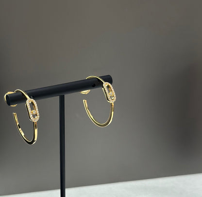 [⭐Aura]CREOLES MOVE UNO PM DIAMOND EARRINGS
