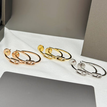 [⭐Aura]CREOLES MOVE UNO PM DIAMOND EARRINGS