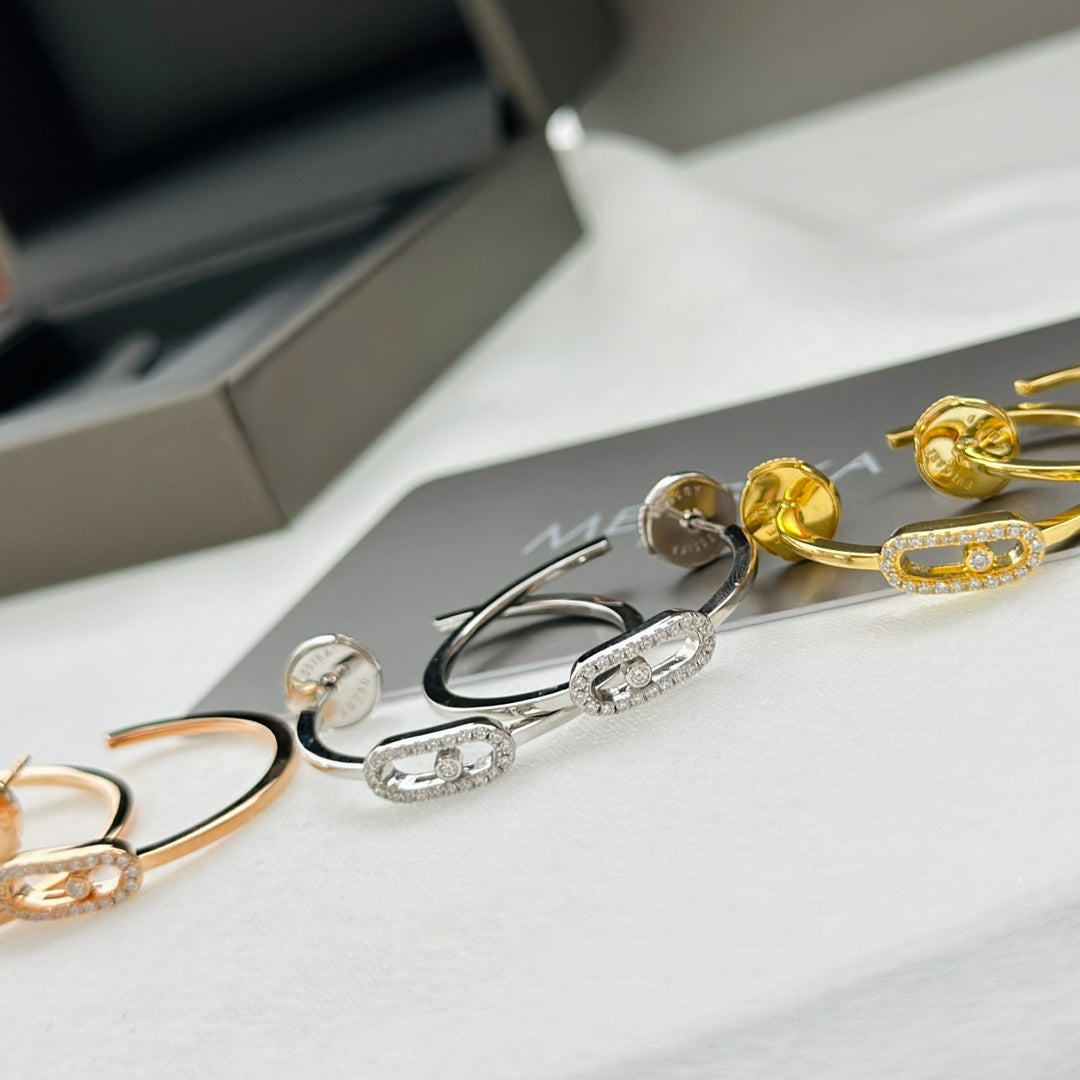[⭐Aura]CREOLES MOVE UNO PM DIAMOND EARRINGS