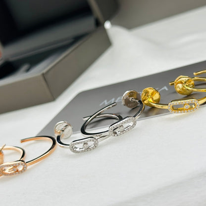 [⭐Aura]CREOLES MOVE UNO PM DIAMOND EARRINGS