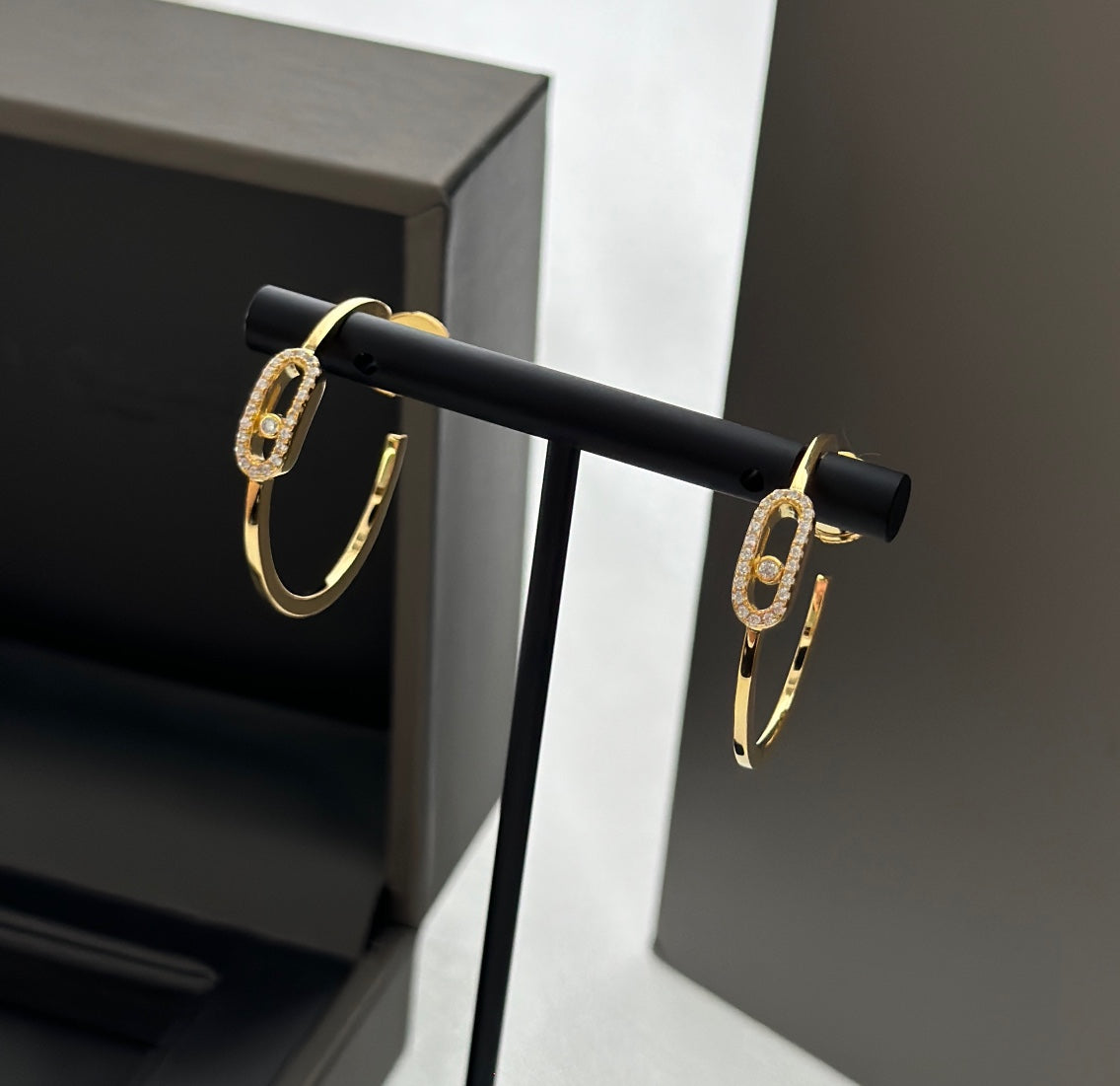 [⭐Aura]CREOLES MOVE UNO PM DIAMOND EARRINGS