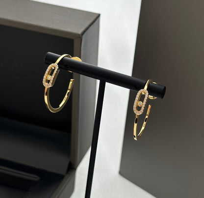 [⭐Aura]CREOLES MOVE UNO PM DIAMOND EARRINGS