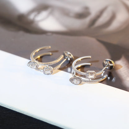 [⭐Aura]CREOLES MY TWIN 2 RANGS SILVER DIAMOND EARRINGS