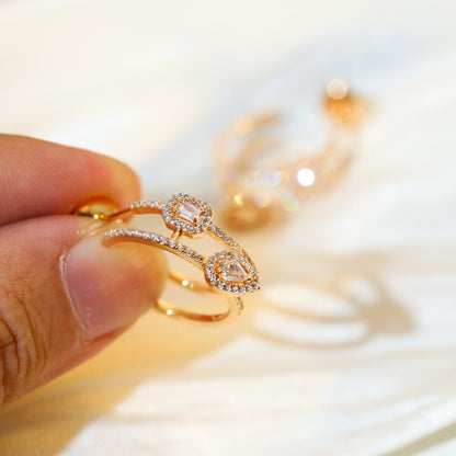 [⭐Aura]CREOLES MY TWIN 2 RANGS SILVER DIAMOND EARRINGS