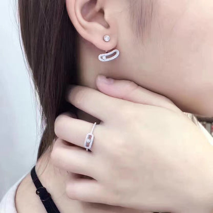[⭐Aura]MOVE UNO SILVER DIAMOND EARRINGS