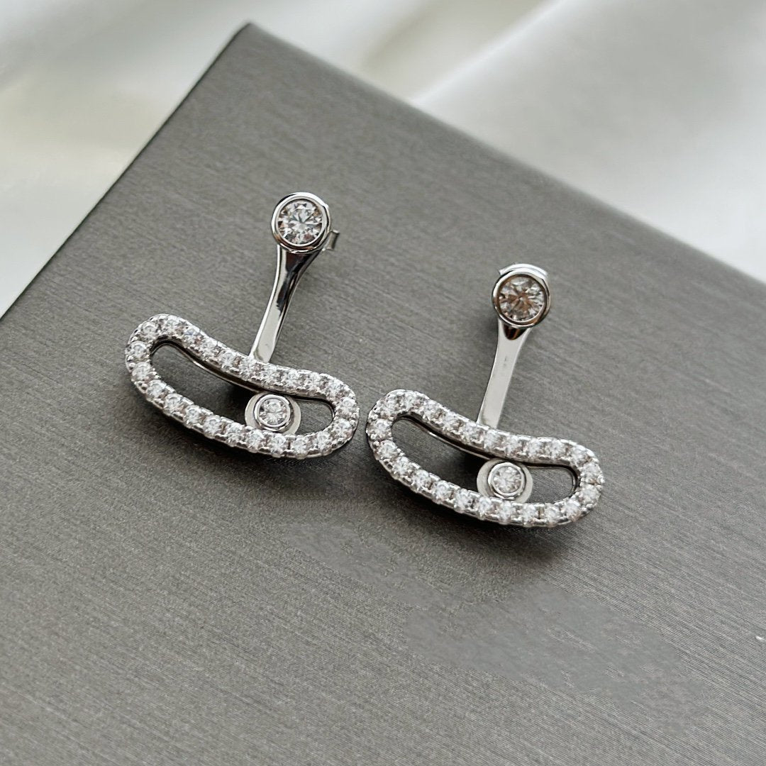[⭐Aura]MOVE UNO SILVER DIAMOND EARRINGS