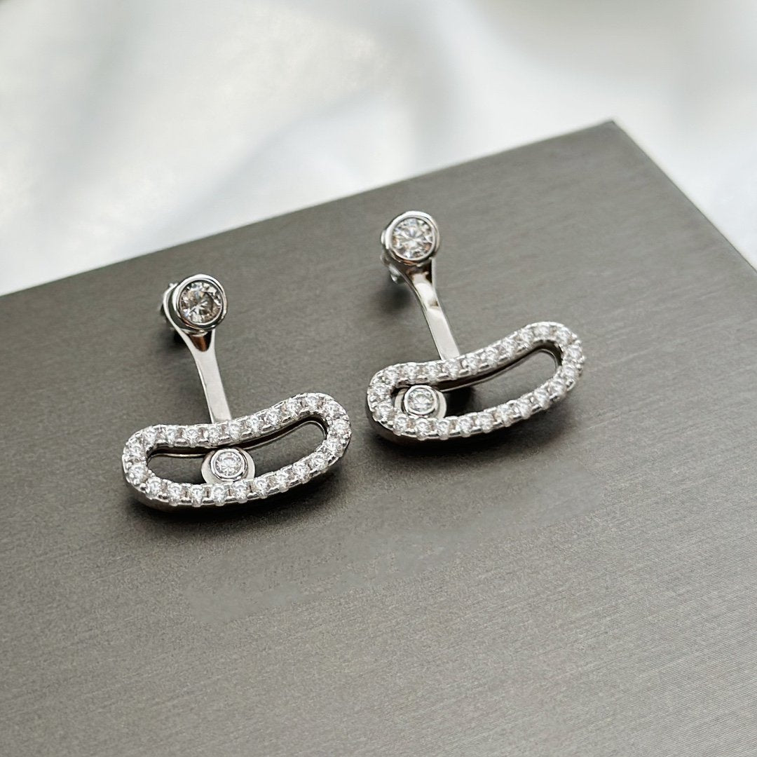 [⭐Aura]MOVE UNO SILVER DIAMOND EARRINGS