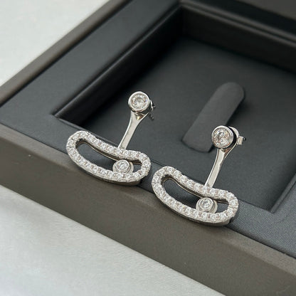 [⭐Aura]MOVE UNO SILVER DIAMOND EARRINGS