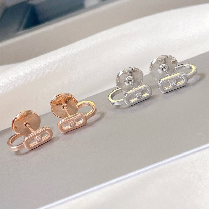 [⭐Aura]CREOLES MOVE UNO MINI 1 DIAMOND EARRINGS