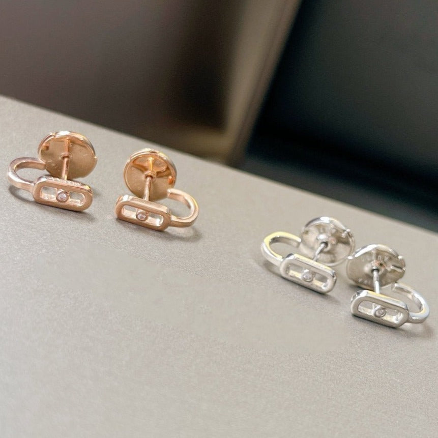 [⭐Aura]CREOLES MOVE UNO MINI 1 DIAMOND EARRINGS