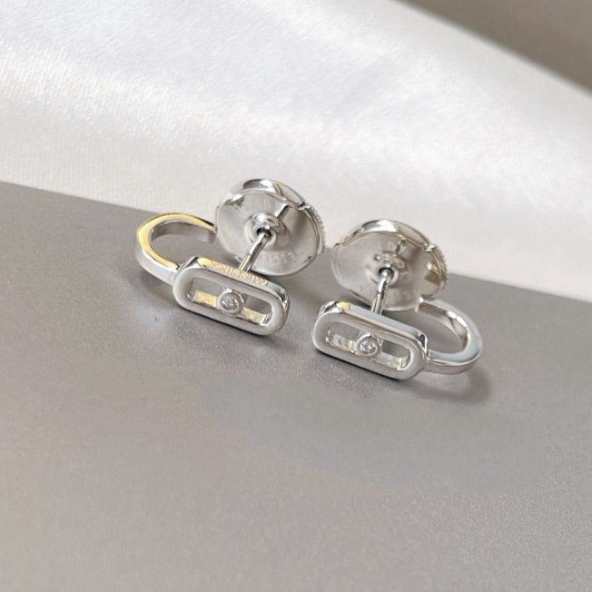 [⭐Aura]CREOLES MOVE UNO MINI 1 DIAMOND EARRINGS