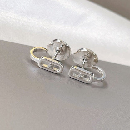 [⭐Aura]CREOLES MOVE UNO MINI 1 DIAMOND EARRINGS