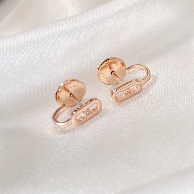 [⭐Aura]CREOLES MOVE UNO MINI 1 DIAMOND EARRINGS