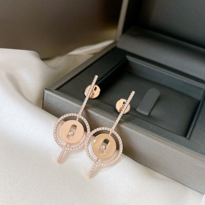 [⭐Aura]Demo MOVE ARROW PINK GOLD DIAMOND EARRINGS