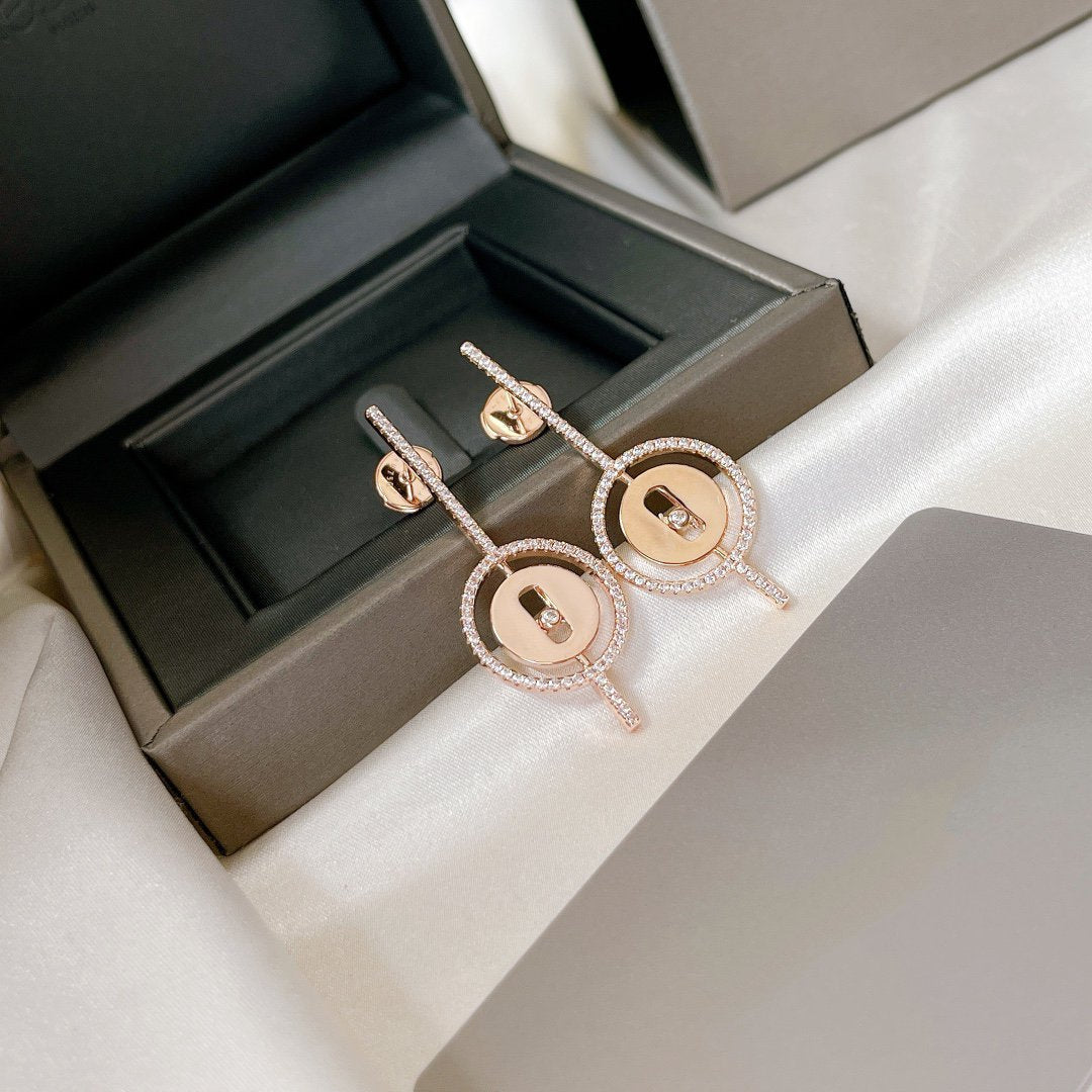 [⭐Aura]Demo MOVE ARROW PINK GOLD DIAMOND EARRINGS