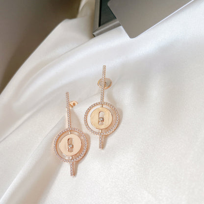 [⭐Aura]Demo MOVE ARROW PINK GOLD DIAMOND EARRINGS