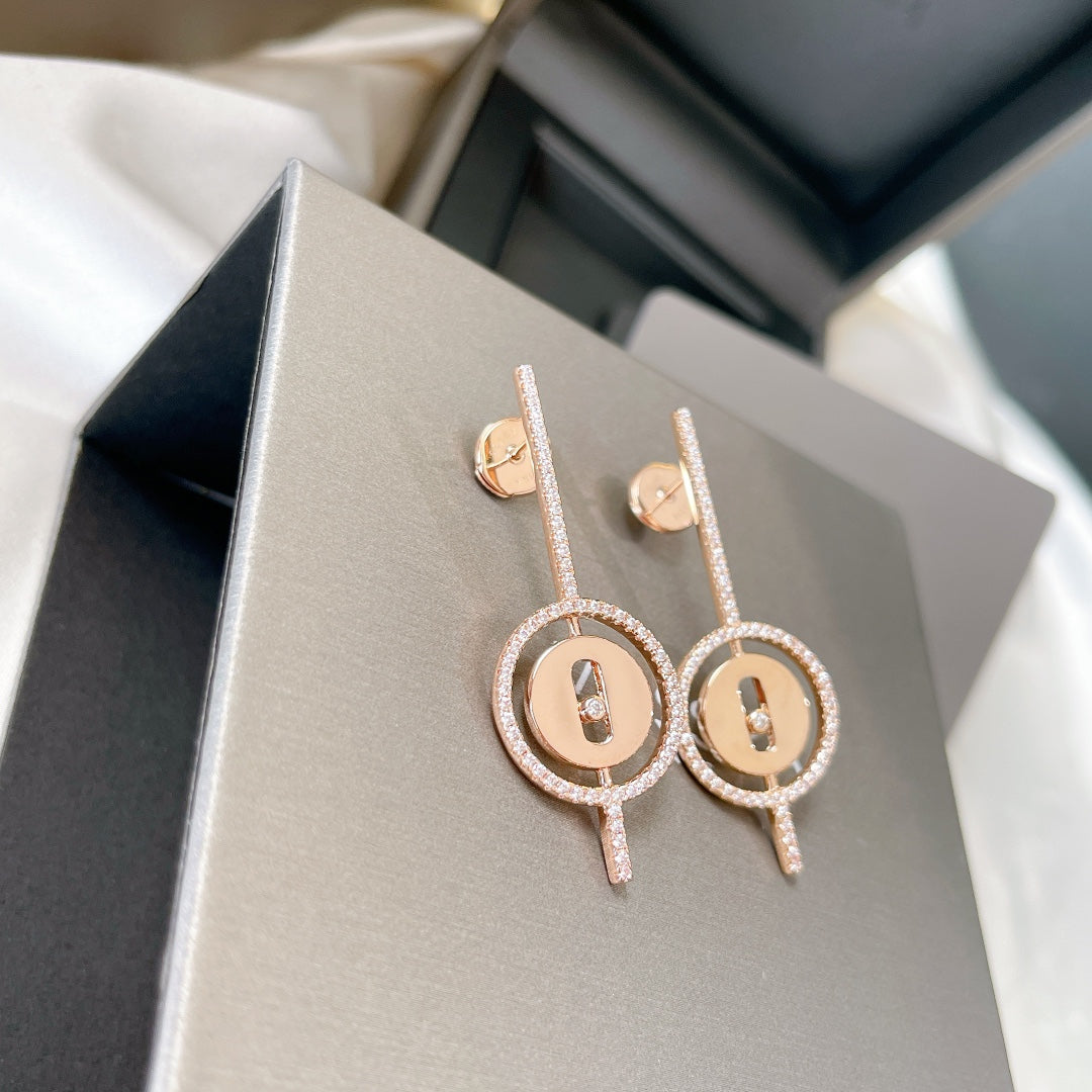 [⭐Aura]Demo MOVE ARROW PINK GOLD DIAMOND EARRINGS