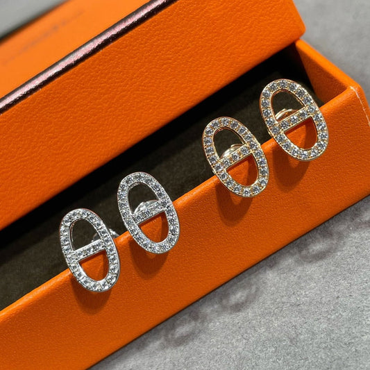 [⭐Aura]HM FULL DIAMOND PIG NOSE STUD EARRINGS
