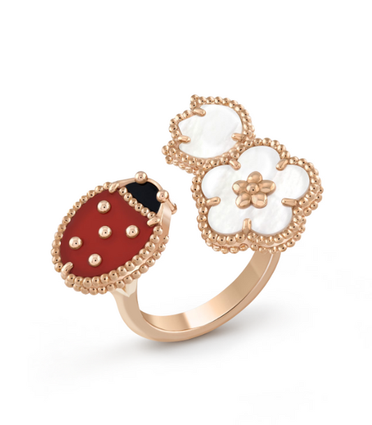 [⭐Aura]LUCKY 3 MOTIF ROSE GOLD RING