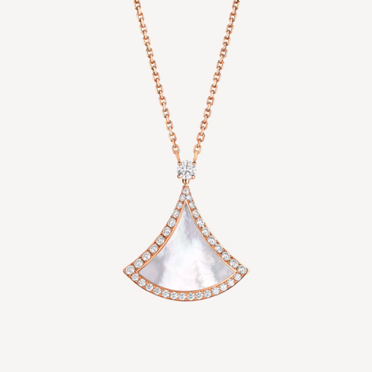 [⭐Aura]DREAM MOP DIAMOND PAVED PINK GOLD NECKLACE