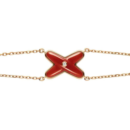 [⭐Aura]JEUX BRACELET CARNELIAN PINK GOLD 1 DIAMOND