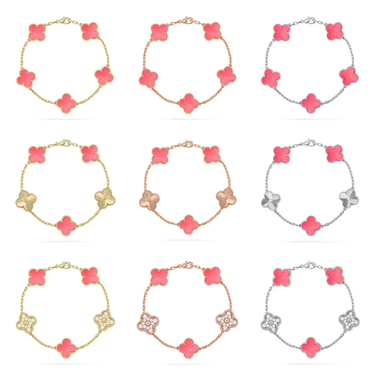 [⭐Aura] CLOVER 5 MOTIFS  PINK MOP BRACELET COLLECTION