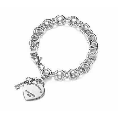 [Spark Jewels]KEY HEART CARD CHUNKY INTERLOCKING BRACELET LENGTH
