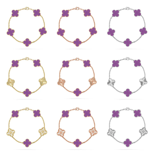 [⭐Aura] CLOVER 5 MOTIF VIOLET BRACELET COLLECTION