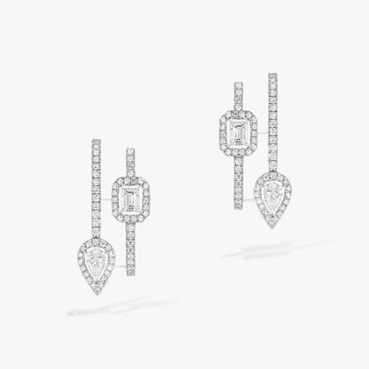 [⭐Aura]CREOLES MY TWIN 2 RANGS SILVER DIAMOND EARRINGS
