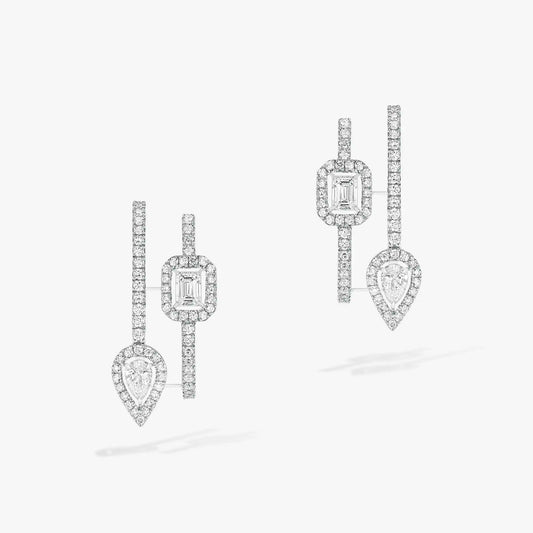 [⭐Aura]CREOLES MY TWIN 2 RANGS SILVER DIAMOND EARRINGS