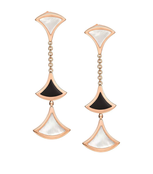 [⭐Aura]DREAM EARRINGS 3 MOTIFS ONYX MOP PINK GOLD