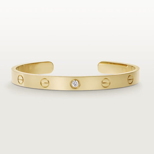 [⭐Aura]LOVE BRACELET 6.1MM 1 DIAMOND OPEN CUFF