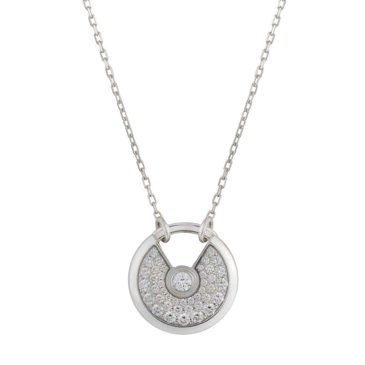 [⭐Aura]AMULETTE SILVER FULL DIAMOND NECKLACE