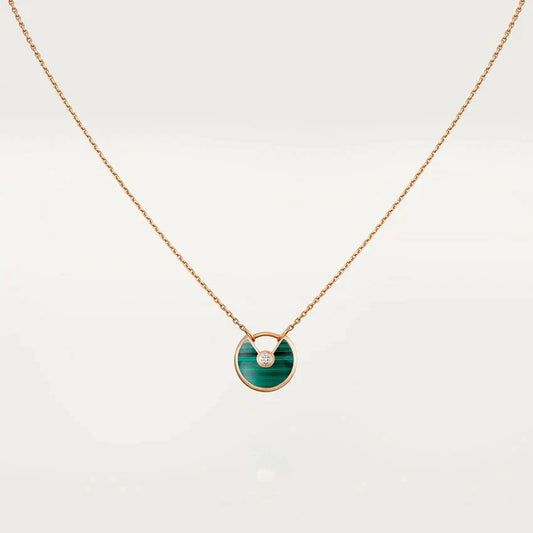 [⭐Aura]AMULETTE ROSE GOLD MALACHITE NECKLACE