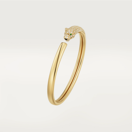 [⭐Aura]PANTHERE GOLD DIAMOND OPEN BRACELET