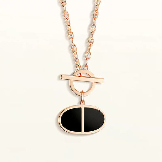 [⭐Aura]CHAINE VERSO BLACK CERAMIC NECKLACE