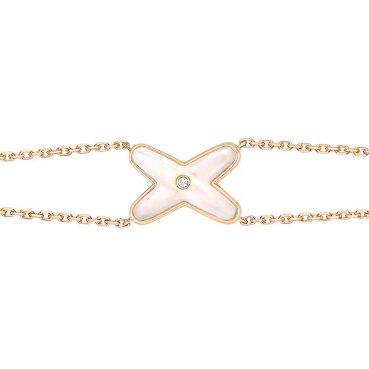 [⭐Aura]JEUX BRACELET WHITE MOP PINK GOLD 1 DIAMOND