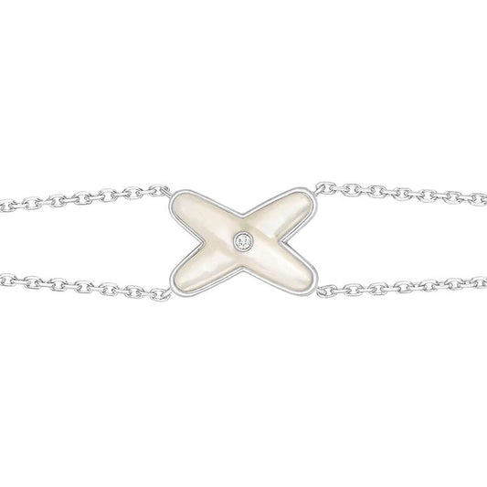 [⭐Aura]JEUX BRACELET WHITE MOP SILVER 1 DIAMOND