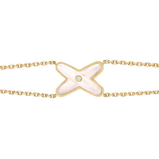 [⭐Aura]JEUX BRACELET WHITE MOP GOLD 1 DIAMOND