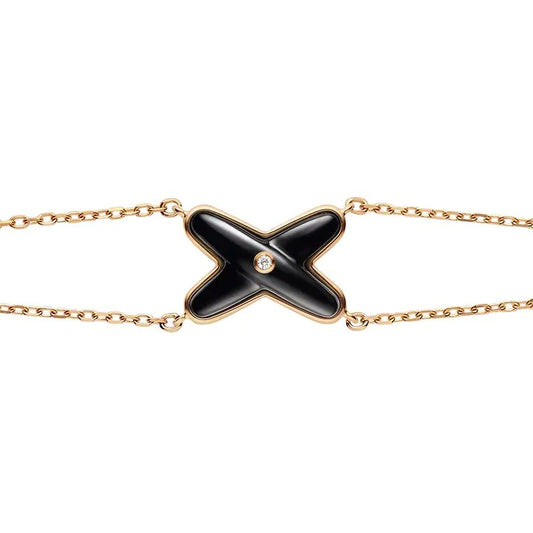 [⭐Aura]JEUX BRACELET ONYX PINK GOLD 1 DIAMOND