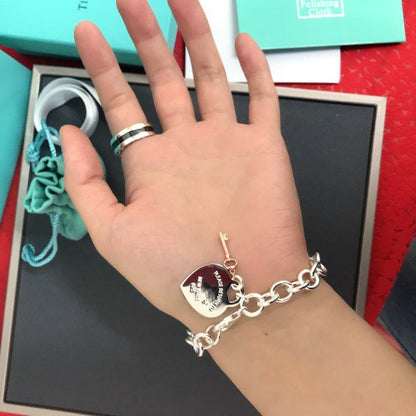 [Spark Jewels]KEY HEART CARD CHUNKY INTERLOCKING BRACELET LENGTH